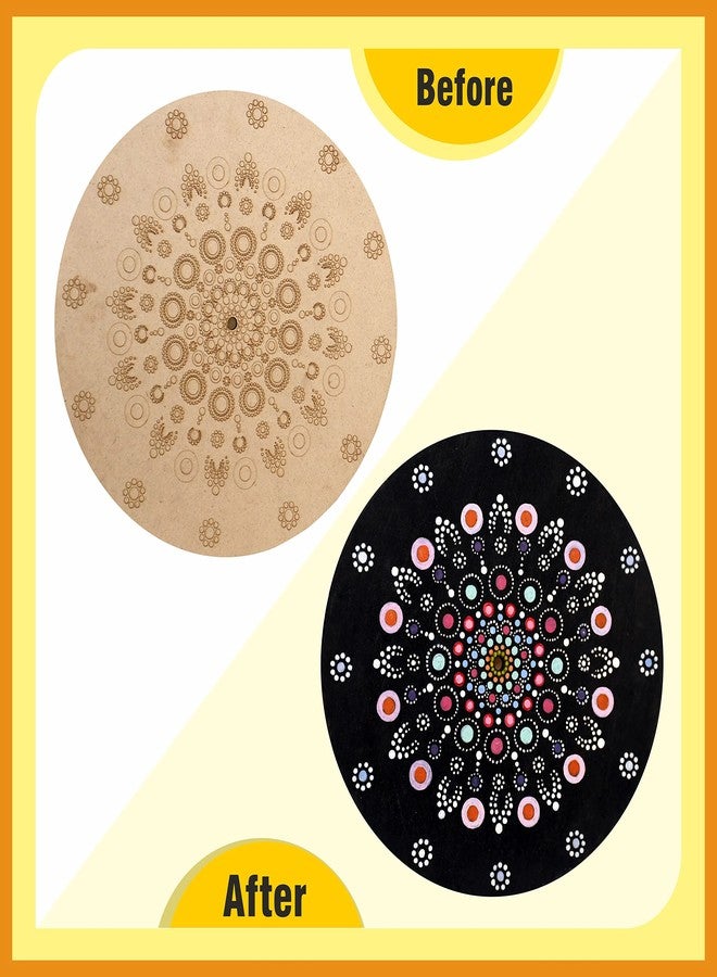 Solobolo Mandala Painting Kit, Adults|Diy Mandala Clock Kit, Home Decor|Craft Materials Mdf Cutouts, Art & Craft Kit| Gifts, Girls|Size-12 Inch Wall Clock Premarked Mdf Base, Painting - Brown - Image 3